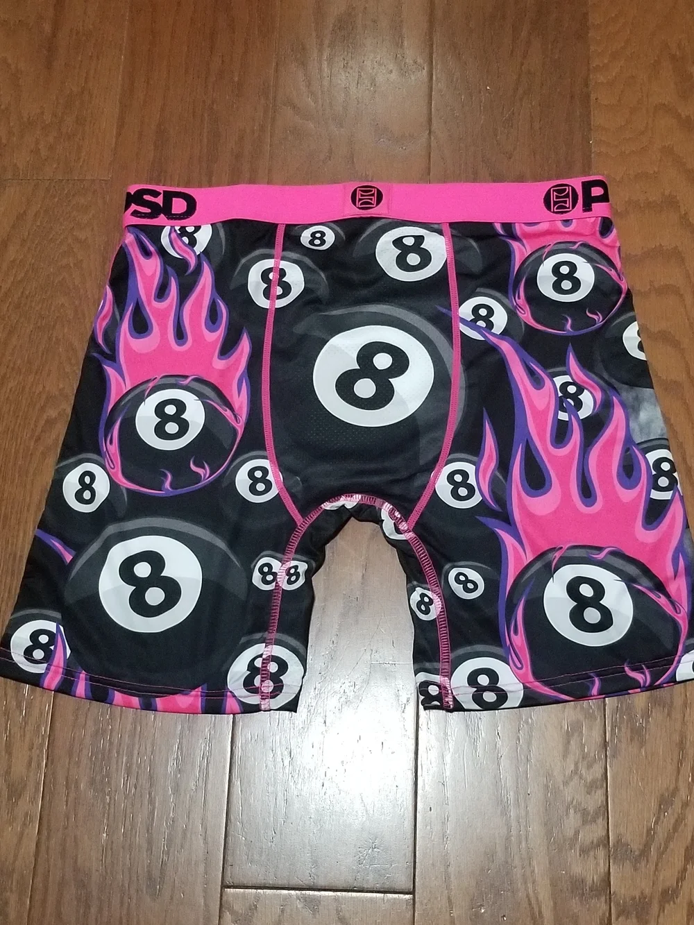 NEW! PSD Men’s Pink & Black 8-Ball Flame Boxer Briefs sz Medium NWT